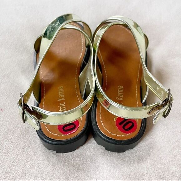 Gold Electric Karma Sandals Size 10 - Picture 6 of 8